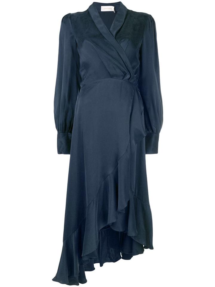 Zimmermann Ruffle Wrap Dress - Blue