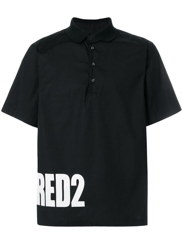 Dsquared2 Logo Printed Polo Shirt - Black