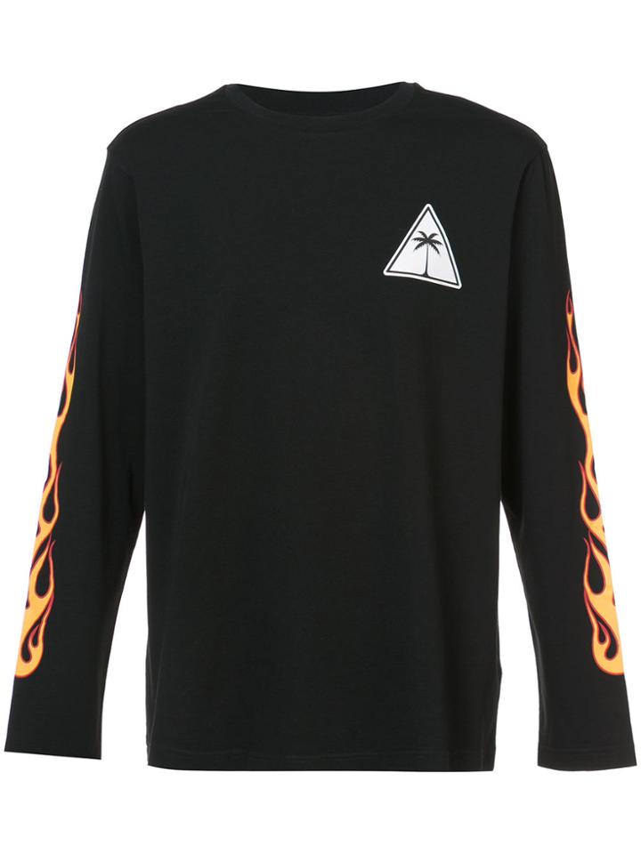 Palm Angels Palms & Flames Long-sleeve T-shirt - Black