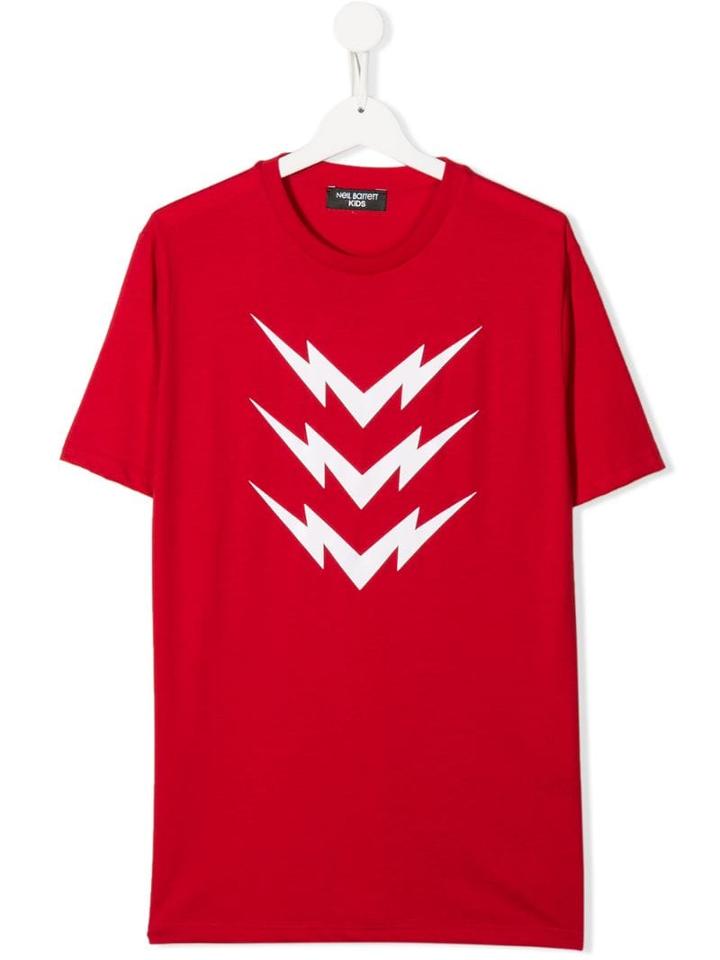 Neil Barrett Kids Teen Lightning Print T-shirt - Red