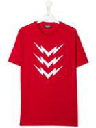 Neil Barrett Kids Teen Lightning Print T-shirt - Red