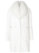 Moncler Fur Collar Coat - White