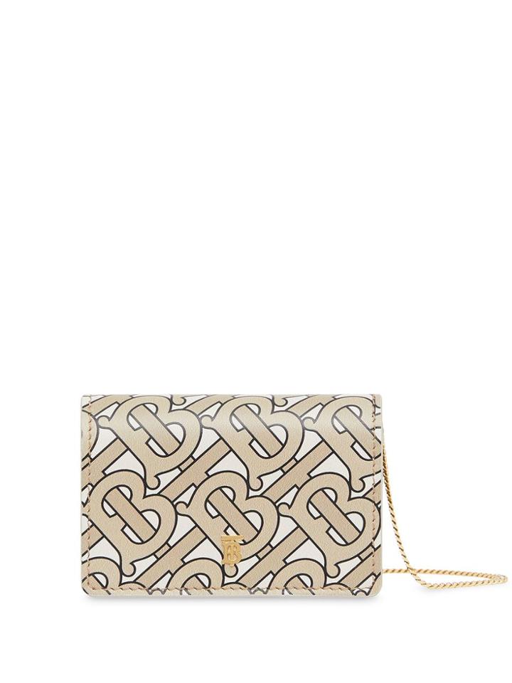 Burberry Monogram Print Card Case With Detachable Strap - Neutrals
