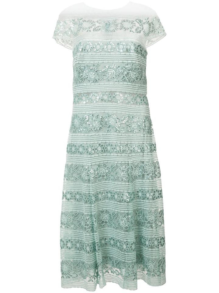 Tadashi Shoji - Sequinned Lace Dress - Women - Nylon/polyester/rayon - 6, Blue, Nylon/polyester/rayon