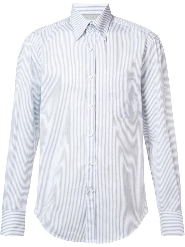 Brunello Cucinelli Striped Button-down Shirt, Men's, Size: Xl, Blue, Cotton