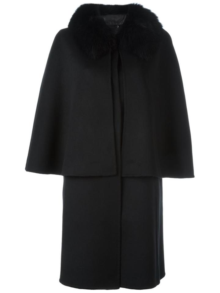 Liska Fox Fur Collar Sleeveless Coat