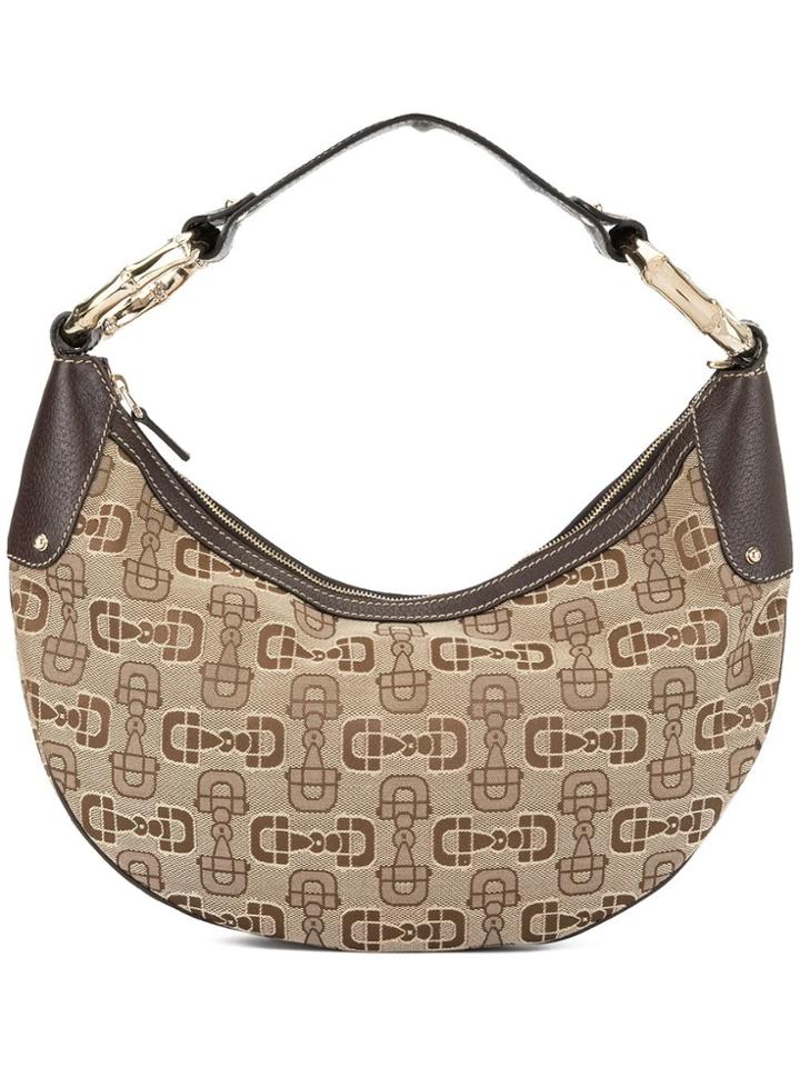 Gucci Vintage Horsebit Pattern Shoulder Bag - Brown