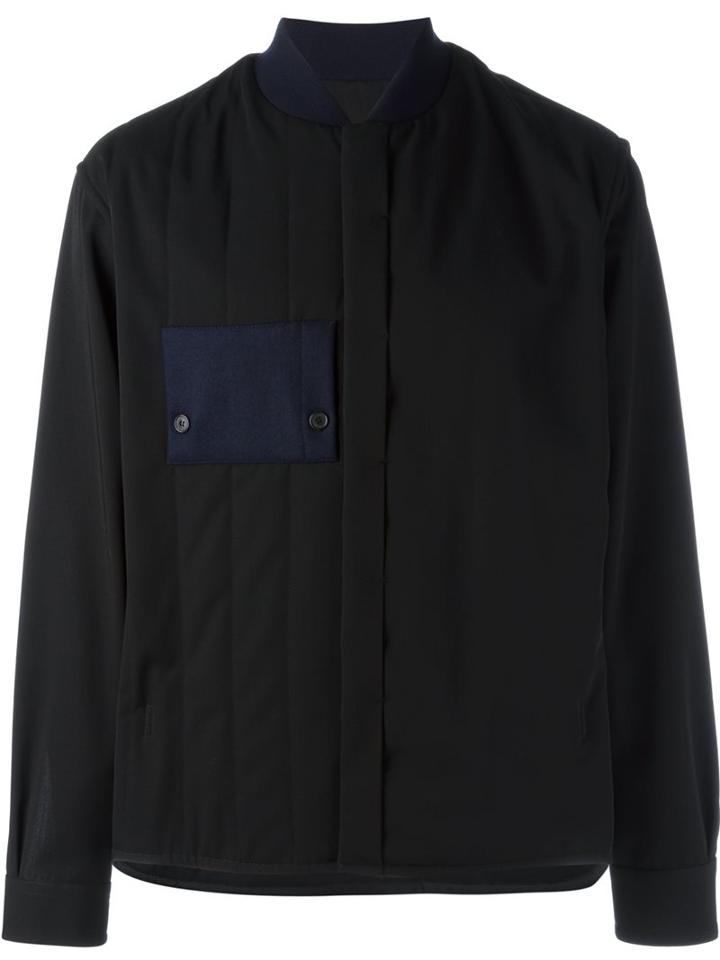 Marni Contrast Pocket Bomber, Men's, Size: 46, Black, Virgin Wool/cotton/polyester