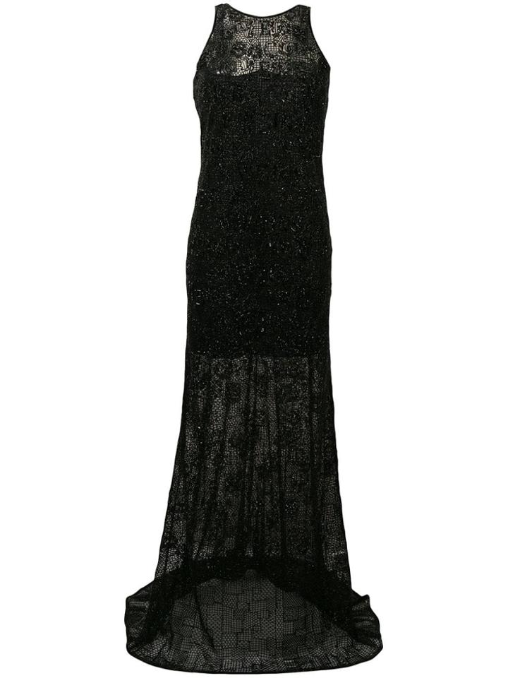 Versace Bead Embroidered Gown - Black