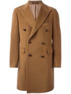 Tagliatore Peaked Lapels Double-breasted Coat, Men's, Size: 52, Brown, Cupro/alpaca/virgin Wool