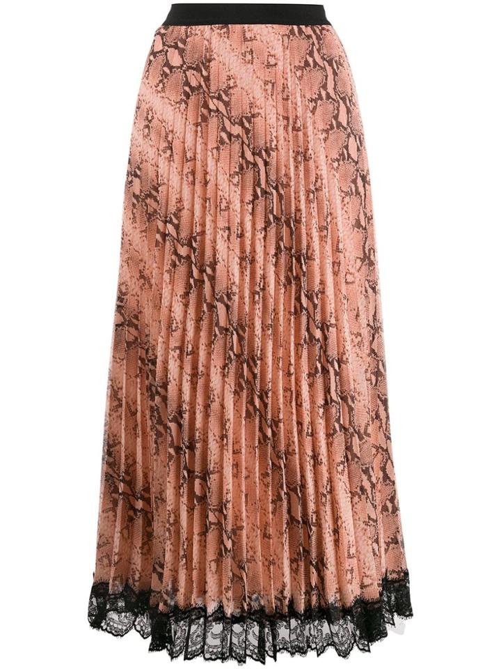 Twin-set Snake Print Pleated Skirt - Neutrals