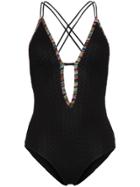 Missoni One Piece Cross Back Swimsuit - Black