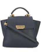 Zac Zac Posen - Logo Print Satchel - Women - Calf Leather/metal - One Size, Blue, Calf Leather/metal