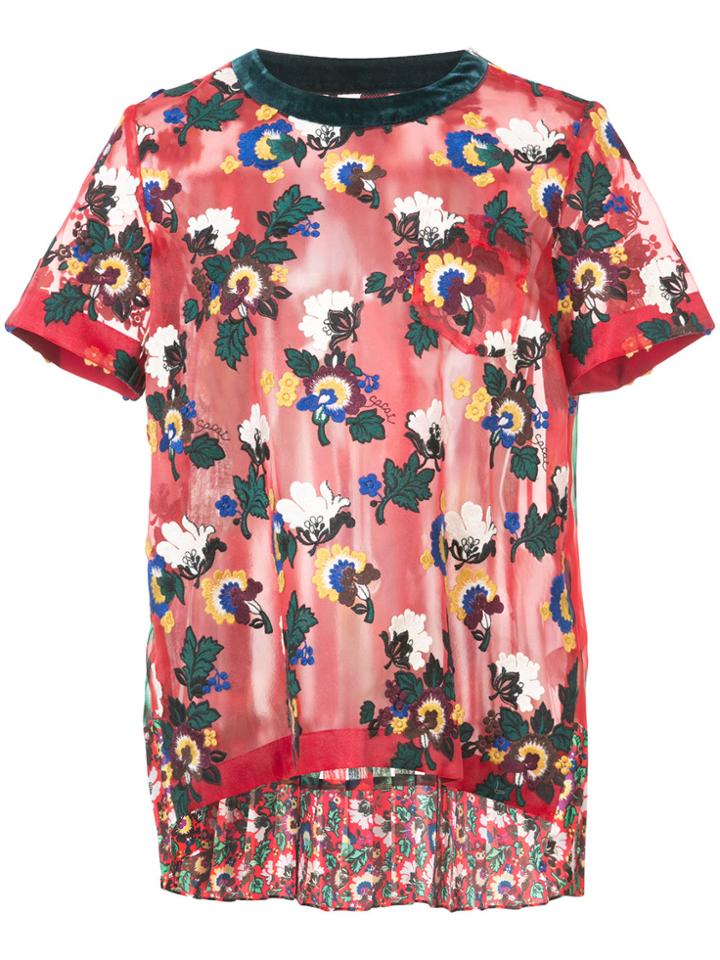 Sacai Embroidered Floral T-shirt