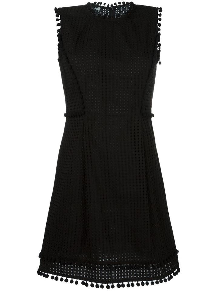 Love Moschino Perforated Panel Flared Dress, Women's, Size: 44, Black, Cotton