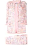 Chanel Pre-owned Geometric Tweed Collarless Skirt Suit - Pink
