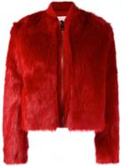 Giamba Cropped Furry Jacket, Women's, Size: 40, Red, Modacrylic/polyamide/polyester/angora