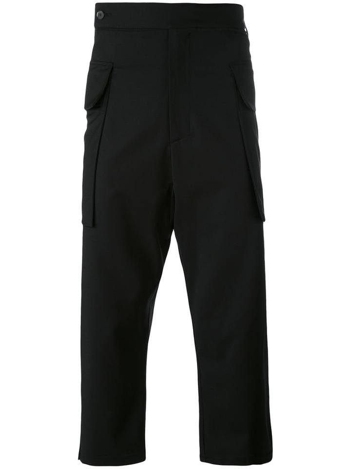 Odeur - Drop Crotch Cropped Trousers - Unisex - Spandex/elastane/wool - L, Black, Spandex/elastane/wool