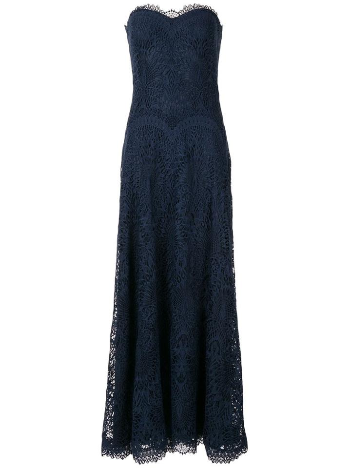 Tadashi Shoji Strapless Lace Gown - Blue