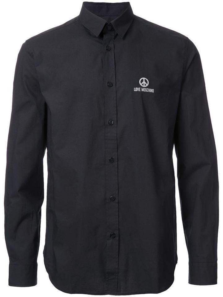 Love Moschino Chest Logo Shirt, Men's, Size: Xl, Black, Cotton