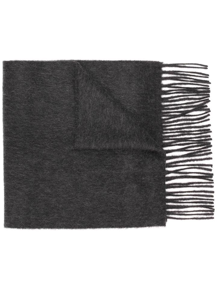Pringle Of Scotland Fringed Knitted Scarf - Grey