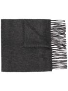 Pringle Of Scotland Fringed Knitted Scarf - Grey