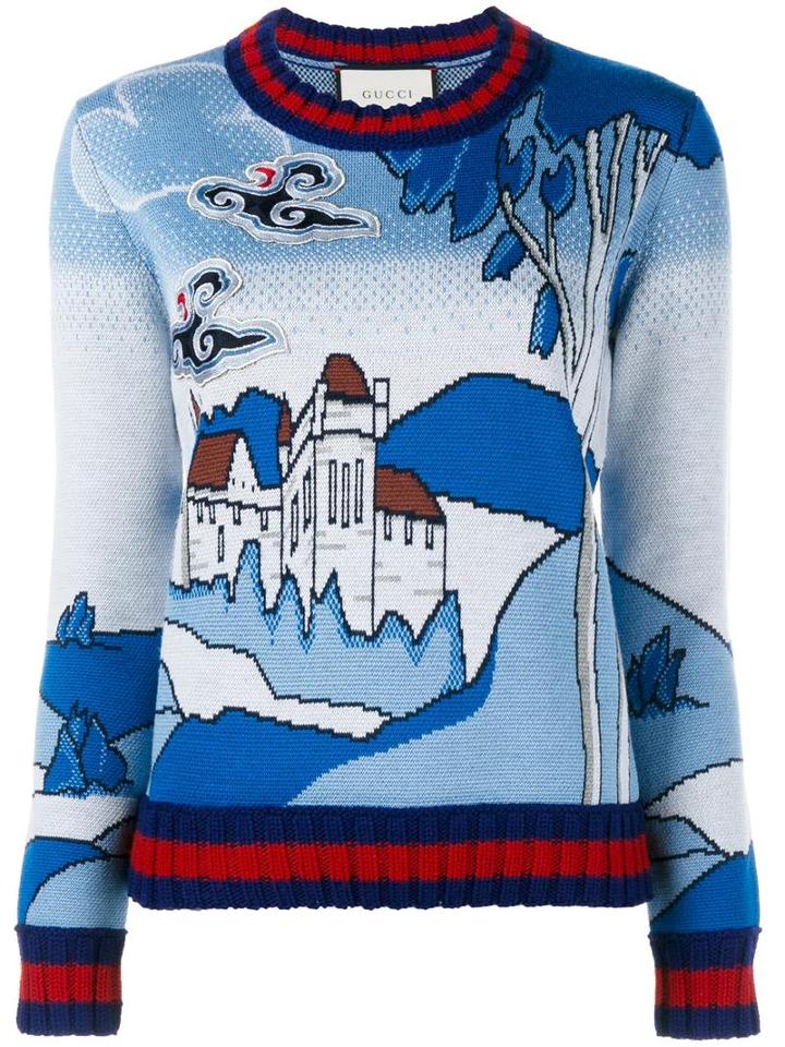 Gucci Castle Knit Jumper, Women's, Size: Xs, Blue, Wool/polyester/acrylic/metallic Fibre