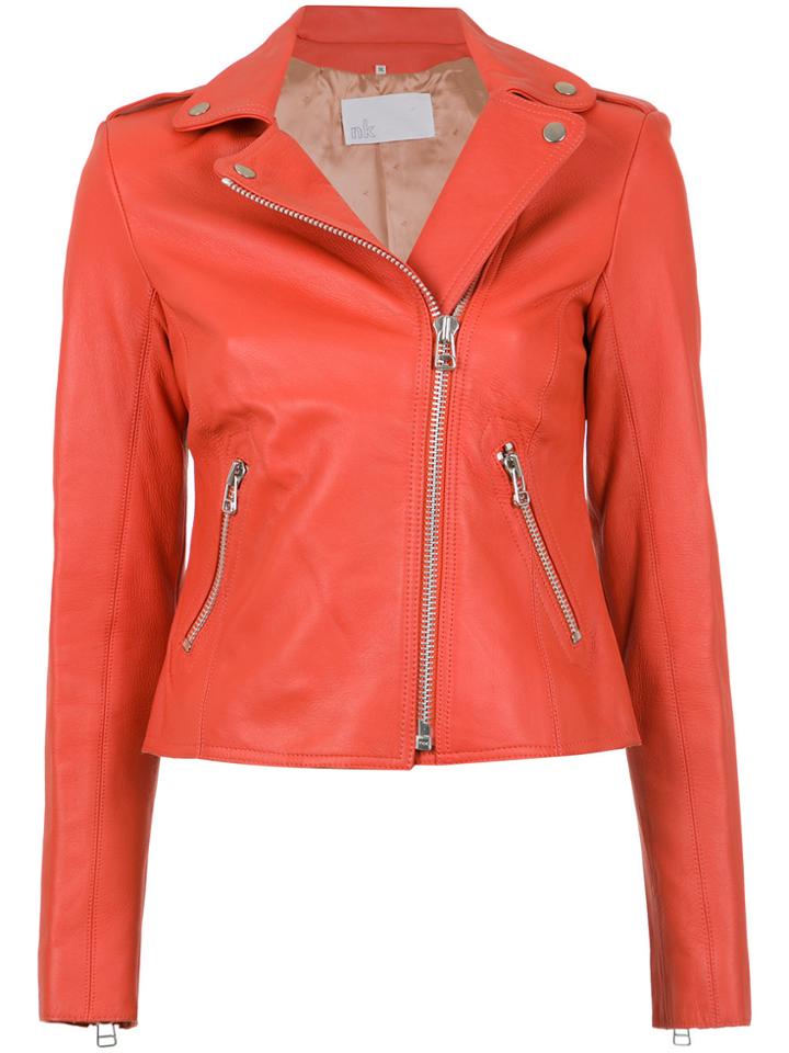 Nk Leather Biker Jacket - Red
