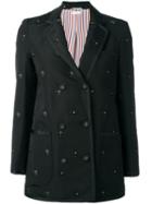 Thom Browne Studded Lockets Blazer, Women's, Size: 40, Black, Silk/polyester