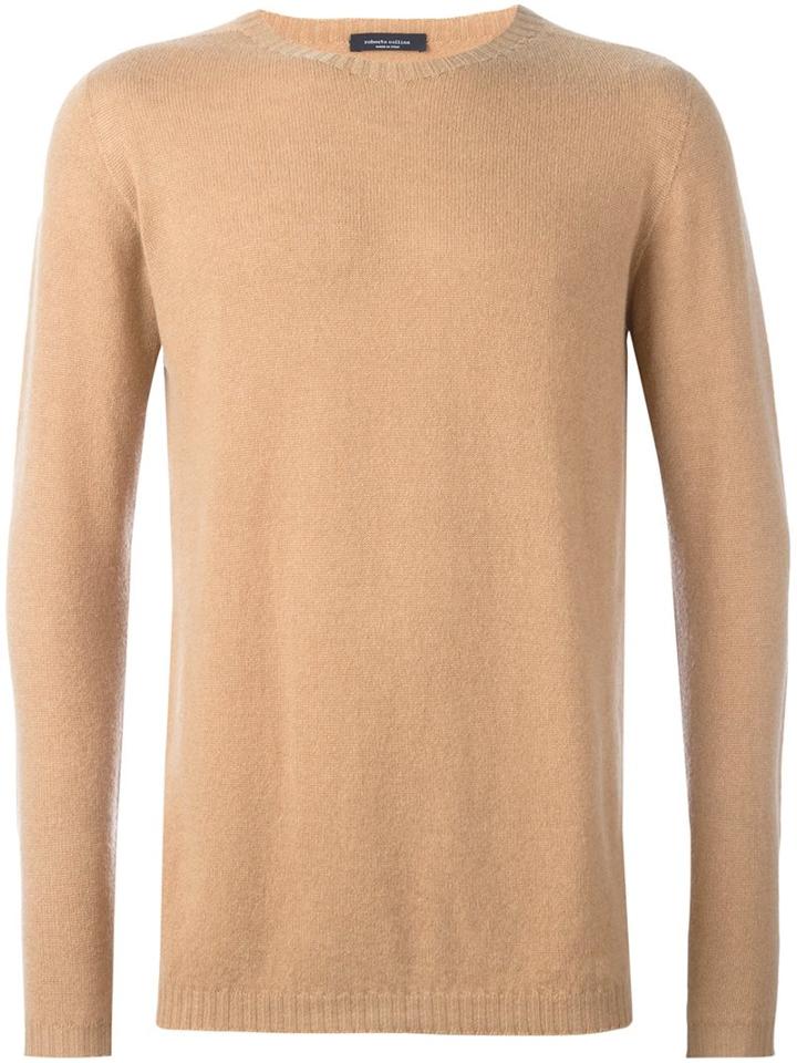 Roberto Collina Cashmere Round Neck Pullover, Men's, Size: 54, Nude/neutrals, Cashmere