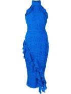 Saloni Ruffled Fitted Dress - Blue