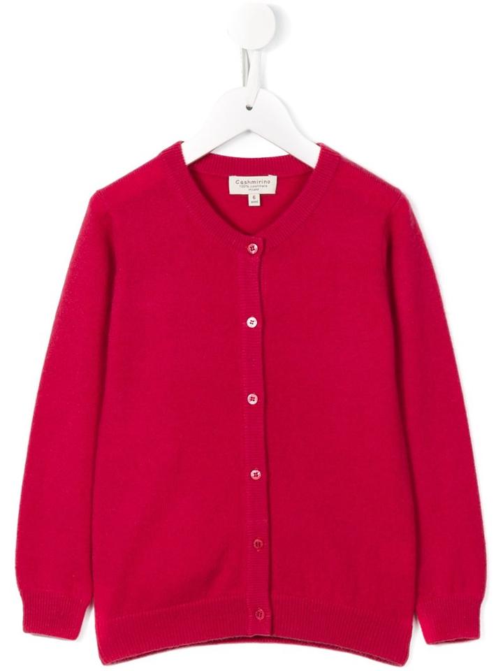 Cashmirino - Round Neck Cardigan - Kids - Cashmere - 10 Yrs, Pink/purple
