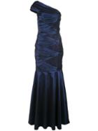 Tadashi Shoji Satin Ruched Gown - Blue