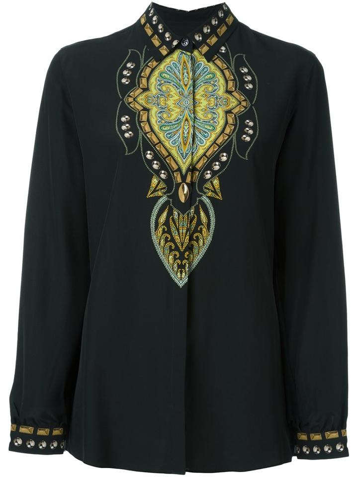 Etro Abstract Print Shirt, Women's, Size: 38, Black, Silk