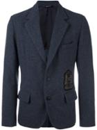Dolce & Gabbana Emblem Patch Blazer, Men's, Size: 48, Blue, Cupro/viscose/wool