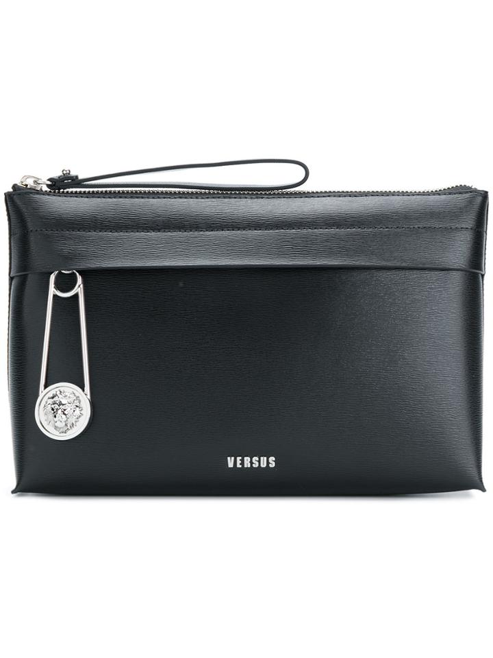 Versus Logo Pin Clutch Bag - Black