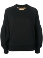 Burberry Gathered Sleeve Sweatshirt, Women's, Size: Xs, Black, Cotton/polyester/spandex/elastane