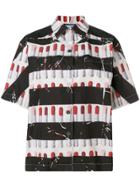 Prada Striped Lipstick Print Board Shirt - Black