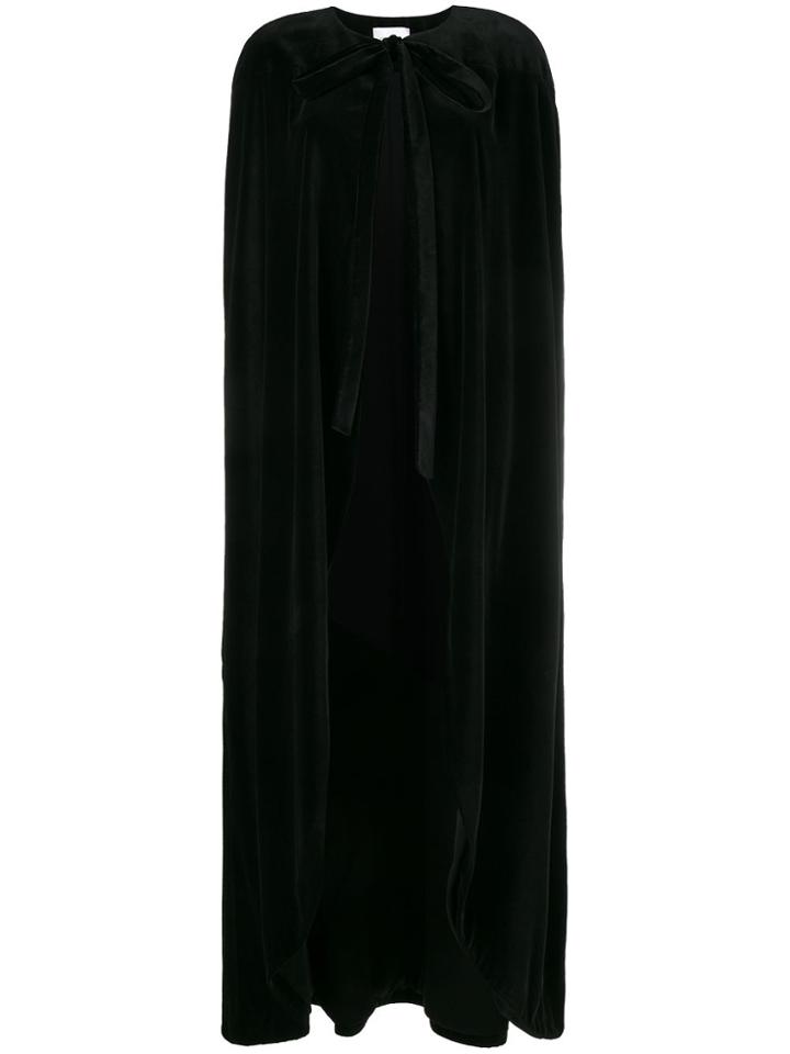 Racil Long Velvet Draped Cape - Black