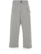 Sulvam Seersucker Raw Edge Cropped Trousers - Grey