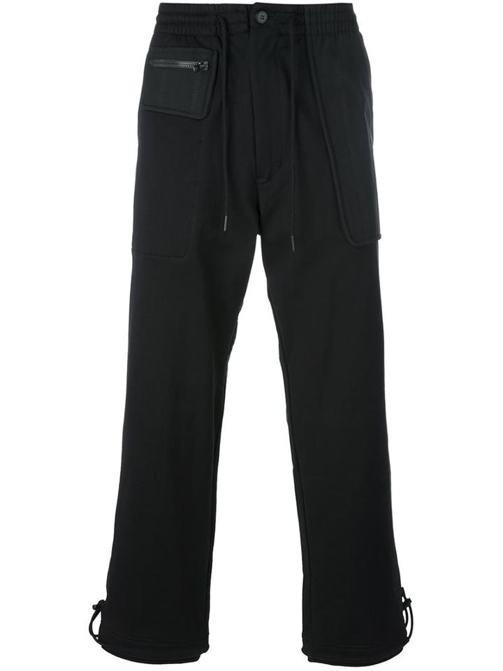 Y-3 Tie Detail Cropped Trousers, Men's, Size: Medium, Black, Cotton/polyamide