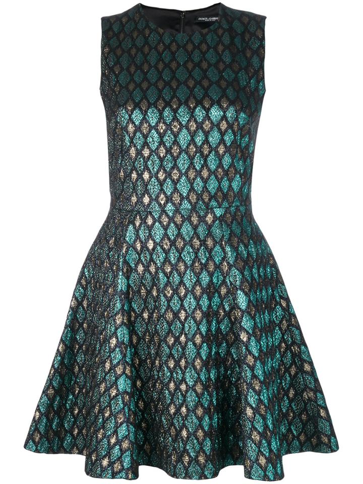 Dolce & Gabbana Metallic Jacquard Dress - Blue