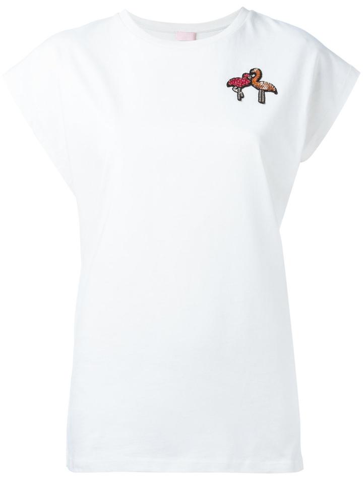 Giamba Flamingo Patch T-shirt, Women's, Size: 40, White, Cotton