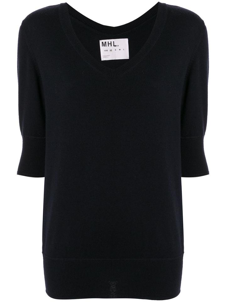 Margaret Howell V-neck Fine Knit T-shirt - Blue