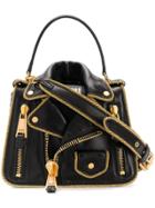 Moschino Leather Jacket Shoulder Bag - Black