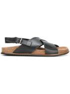 Saint Laurent Crossover Strap Sandals - Black