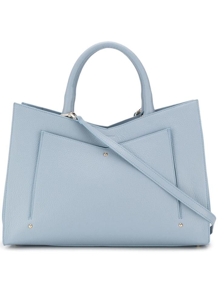 Sara Battaglia Plissé Tote - Blue