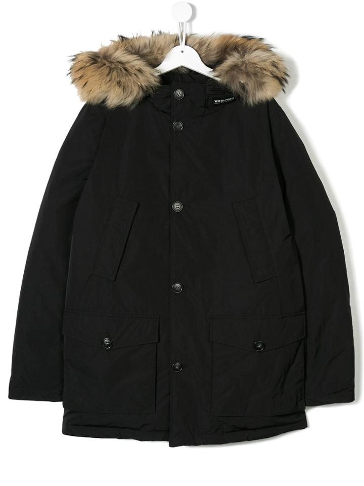 Woolrich Kids Teen Fur Trim Hooded Parka - Black