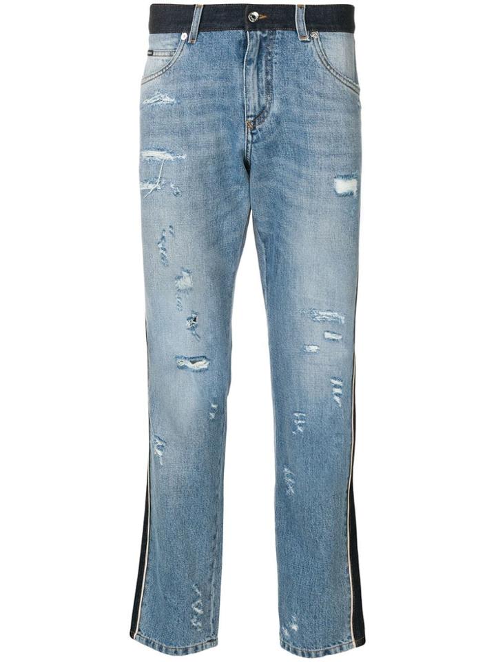 Dolce & Gabbana Panel Distressed Jeans - Blue