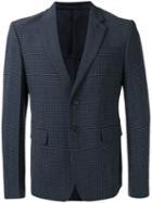 Prada Checked Suit Jacket, Men's, Size: 52, Blue, Silk/spandex/elastane/viscose/virgin Wool